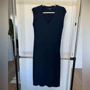 Blue V neck Tshirt dress midi